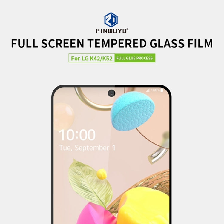 For LG K42 / K52 PINWUYO 9H 2.5D Full Screen Tempered Glass Film(Black) - LG Tempered Glass by PINWUYO | Online Shopping South Africa | PMC Jewellery | Buy Now Pay Later Mobicred