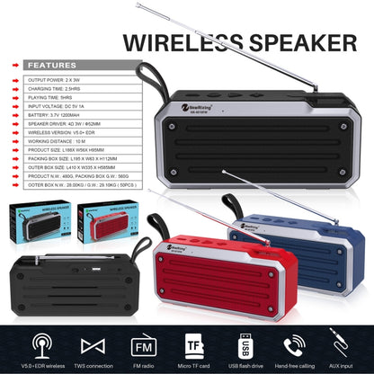 NewRixing NR4018FM TWS Portable Stereo Bluetooth Speaker, Support TF Card / FM / 3.5mm AUX / U Disk / Hands-free Call(Blue) - Mini Speaker by New Rixing | Online Shopping South Africa | PMC Jewellery