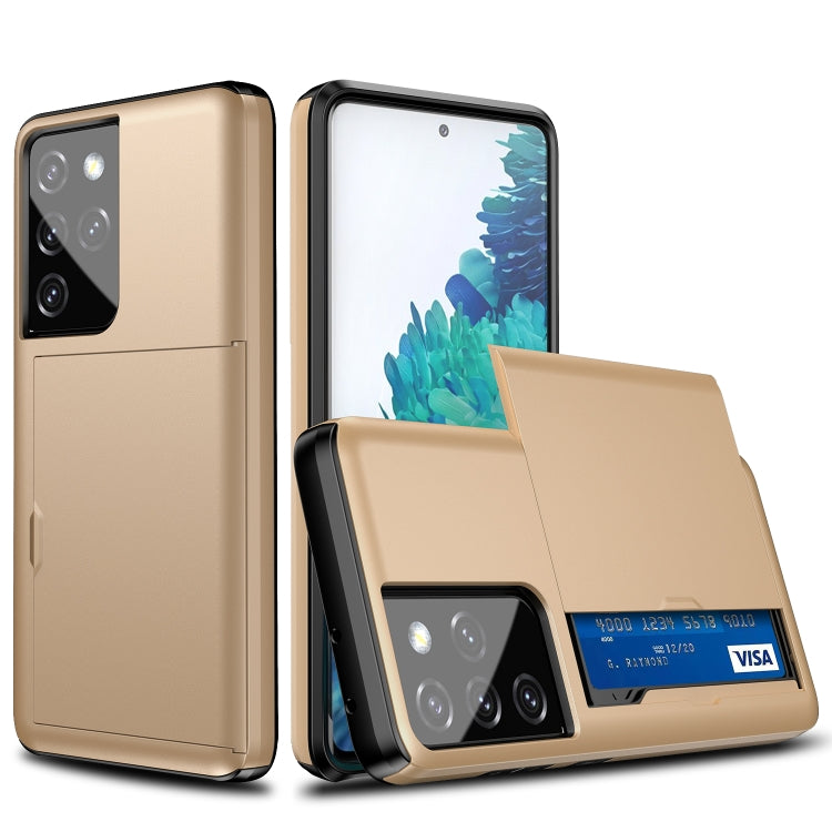 For Samsung Galaxy S21 Ultra 5G Shockproof Armor Protective Case with Card Slot(Gold) - free shipping - PMC TechLife - Order now!