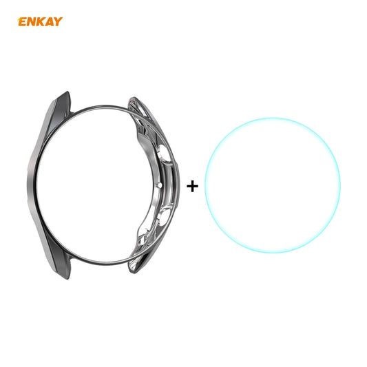 For Samsung Galaxy Watch 3 45mm 2 in 1 ENKAY Hat-Prince Electroplate Soft TPU Case + 0.2mm 9H 2.15D Curved Edge Tempered Glass Film(Black) - Watch Cases by ENKAY | Online Shopping South Africa | PMC Jewellery | Buy Now Pay Later Mobicred