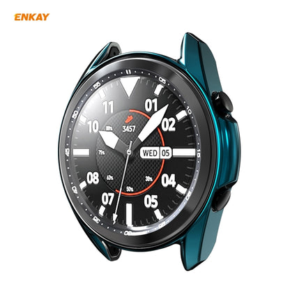 For Samsung Galaxy Watch 3 45mm 2 in 1 ENKAY Hat-Prince Electroplate Soft TPU Case + 0.2mm 9H 2.15D Curved Edge Tempered Glass Film(Cyan) - Watch Cases by ENKAY | Online Shopping South Africa | PMC Jewellery | Buy Now Pay Later Mobicred