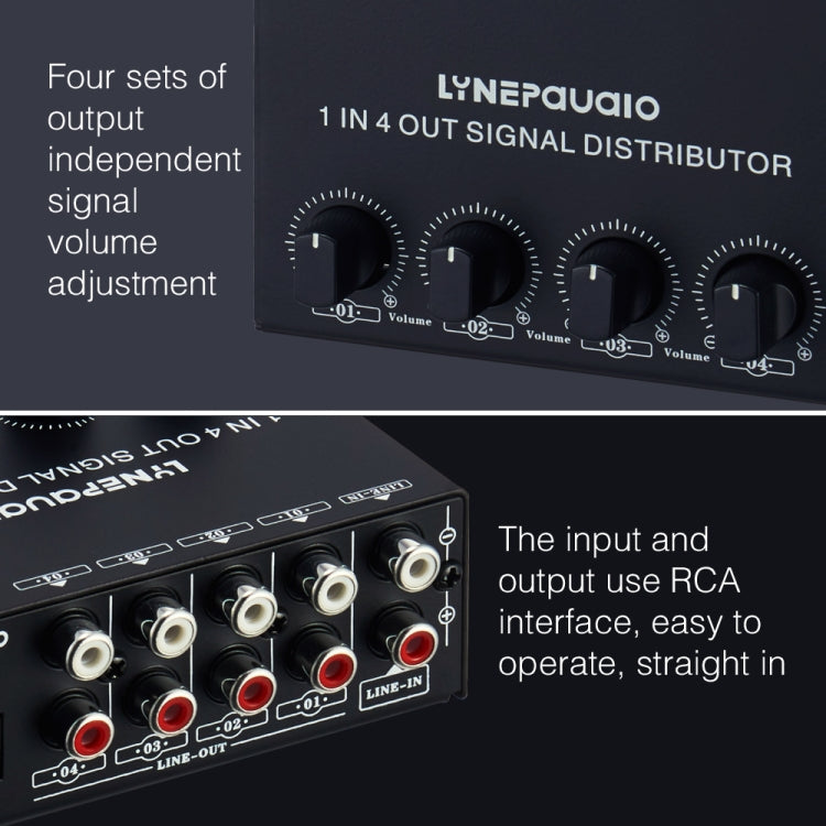 1-In 4-Out Front Stereo Signal Amplifier, Independent Output Volume Adjustment RCA Interface No Loss  Allocator, US Plug -  by PMC TechLife | Online Shopping South Africa | PMC TechLife