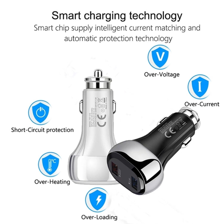 YSY-312 2 in 1 18W Portable QC3.0 Dual USB Car Charger + 1m 3A USB to Micro USB Data Cable Set(White) - Car Charger by PMC TechLife | Online Shopping South Africa | PMC TechLife