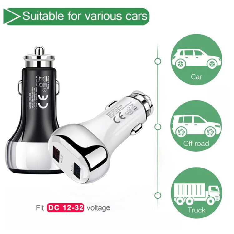YSY-312 2 in 1 18W Portable QC3.0 Dual USB Car Charger + 1m 3A USB to Micro USB Data Cable Set(White) - Car Charger by PMC TechLife | Online Shopping South Africa | PMC TechLife