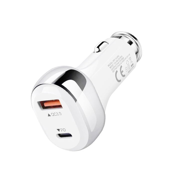 YSY-312PD PD 20W USB-C / Type-C + QC3.0 18W USB Interface 38W High-power Car Charger(White) - Car Charger by PMC TechLife | Online Shopping South Africa | PMC TechLife