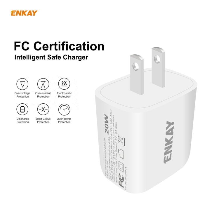 ENKAY Hat-Prince 20W PD Type-C + QC 3.0 USB Fast Charging Travel Charger Power Adapter with Fast Charge Data Cable, US Plug(With Micro USB Cable) - USB Charger by ENKAY | Online Shopping South Africa | PMC Jewellery | Buy Now Pay Later Mobicred