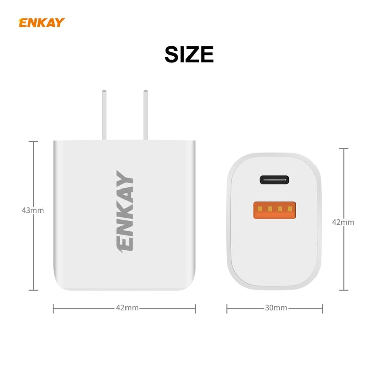 ENKAY Hat-Prince 20W PD Type-C + QC 3.0 USB Fast Charging Travel Charger Power Adapter with Fast Charge Data Cable, US Plug(With Type-C Cable) - USB Charger by ENKAY | Online Shopping South Africa | PMC Jewellery