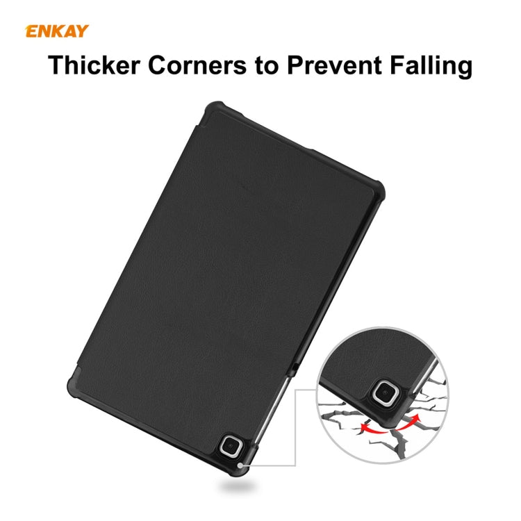 ENKAY PU Leather + Plastic Case with Three-folding Holder for Samsung Galaxy Tab A7 Lite T220 / T225(Black) - free shipping - PMC TechLife - Order now!