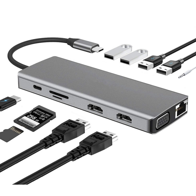 WS-04 12-in-1 Type-C Notebook Multi-function Docking Station - free shipping - PMC TechLife - Order now!