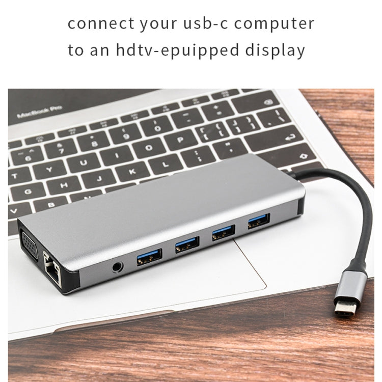 WS-04 12-in-1 Type-C Notebook Multi-function Docking Station - free shipping - PMC TechLife - Order now!