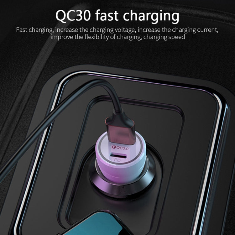 P21 PD 20W USB-C / Type-C + QC3.0 18W USB Fast Car Charger with USB-C / Type-C to 8 Pin Data Cable Set(White) - Car Charger by PMC TechLife | Online Shopping South Africa | PMC TechLife