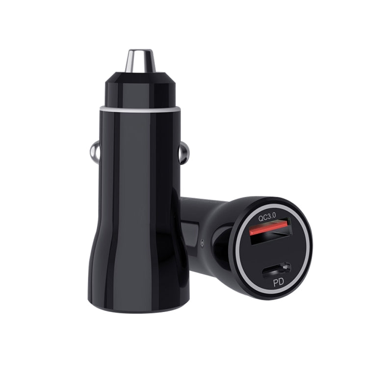 P21 PD 20W USB-C / Type-C + QC3.0 18W USB Fast Car Charger with USB-C / Type-C to USB-C / Type-C Data Cable Set(Black) - Car Charger by PMC Jewellery | Online Shopping South Africa | PMC Jewellery