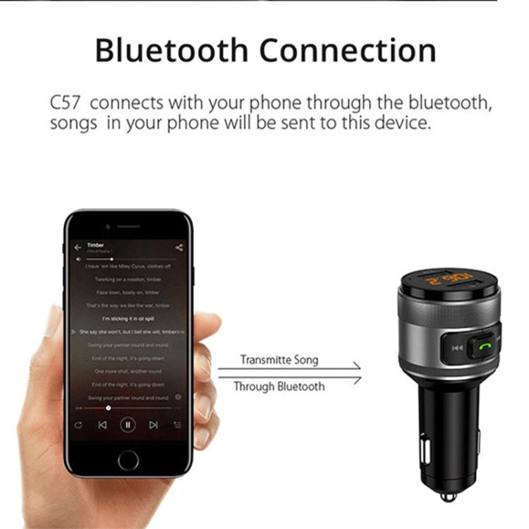 C57 QC3.0 Wireless FM Transmitter Fast Car Charger Bluetooth 5.0 Hands-free Car Modulator USB Flash Memory MP3 Player - free shipping - PMC TechLife - Order now!