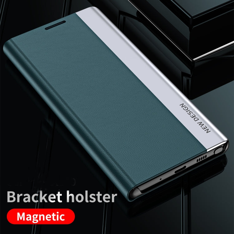 For Samsung Galaxy Note20 Ultra Side Electroplated Magnetic Ultra-Thin Horizontal Flip Leather Case with Holder(Green) - Galaxy Note20 Ultra Cases by PMC Jewellery | Online Shopping South Africa | PMC Jewellery