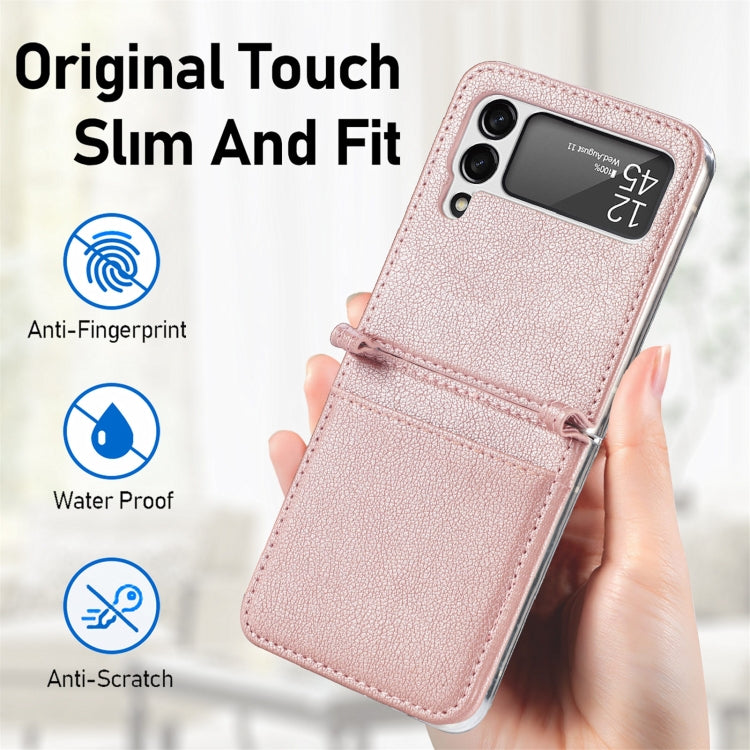 For Samsung Galaxy Z Flip3 5G Litchi Pattern Folding Leather Shockproof Card All-inclusive Case(Pink) - Galaxy Phone Cases by PMC Jewellery | Online Shopping South Africa | PMC Jewellery