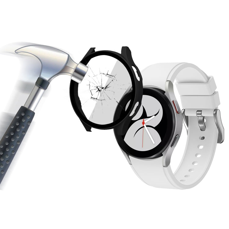 ENKAY Hat-Prince Full Coverage PC Frame + Tempered Glass Protector Composite Case for Samsung Galaxy Watch4 44mm(Black) - Watch Cases by ENKAY | Online Shopping South Africa | PMC TechLife | Buy Now Pay Later Mobicred