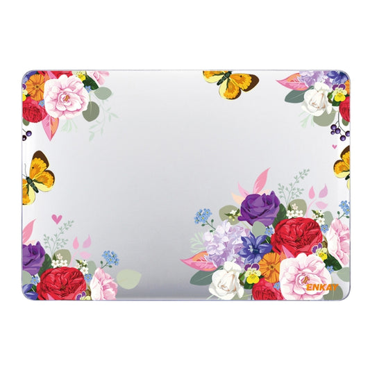 ENKAY Flower Series Pattern Laotop Protective Crystal Case For MacBook Pro 13.3 inch A1706 / A1708 / A1989 / A2159(Rose) - MacBook Pro Cases by ENKAY | Online Shopping South Africa | PMC Jewellery | Buy Now Pay Later Mobicred