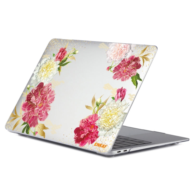 ENKAY Flower Series Pattern Laotop Protective Crystal Case For MacBook Pro 13.3 inch A1706 / A1708 / A1989 / A2159(Paeonia) - MacBook Pro Cases by ENKAY | Online Shopping South Africa | PMC Jewellery