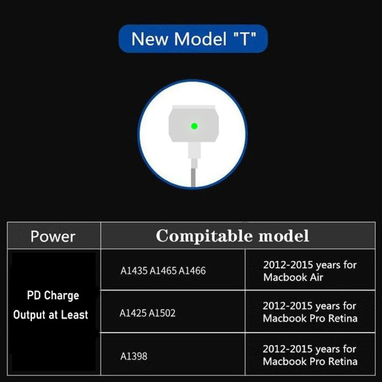 PD-65W USB-C / Type-C + QC3. 0 USB Laptop Charging Adapter + 1.8m USB-C / Type-C to MagSafe 2 / T Head Data Cable,  EU Plug / AU Plug / UK Plug / US Plug(White) - Cable & Adapter by PMC TechLife | Online Shopping South Africa | PMC TechLife