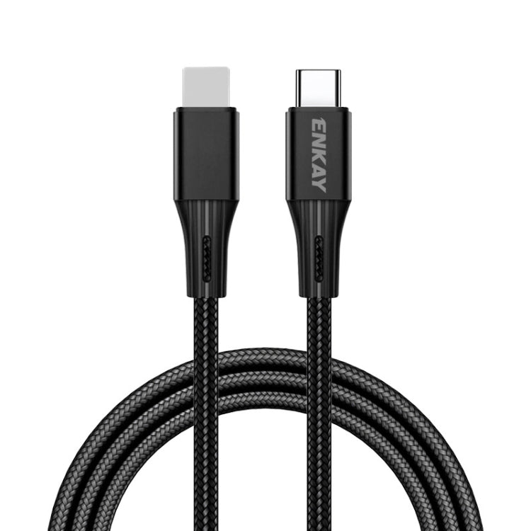 ENKAY PD 20W 3A USB-C / Type-C to 8 Pin Fast Charging Nylon Braided Data Cable, Length:2m(Black) - Normal Style Cable by ENKAY | Online Shopping South Africa | PMC Jewellery