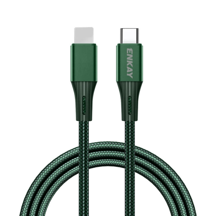 ENKAY PD 20W 3A USB-C / Type-C to 8 Pin Fast Charging Nylon Braided Data Cable, Length:2m(Green) - Normal Style Cable by ENKAY | Online Shopping South Africa | PMC Jewellery