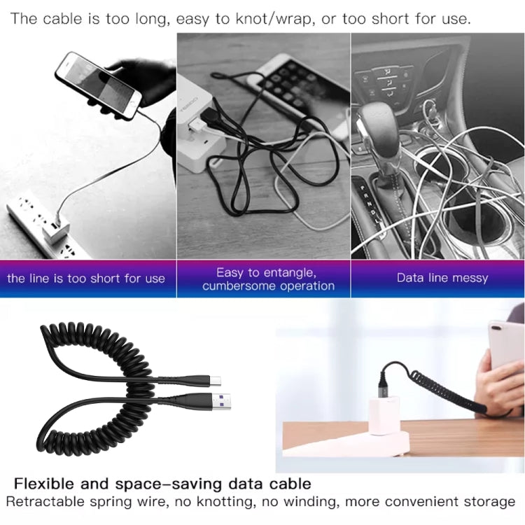 USB to 8 Pin 1.5m Spring Telescopic Mobile Phone Fast Charging Data Cable - Normal Style Cable by PMC TechLife | Online Shopping South Africa | PMC TechLife