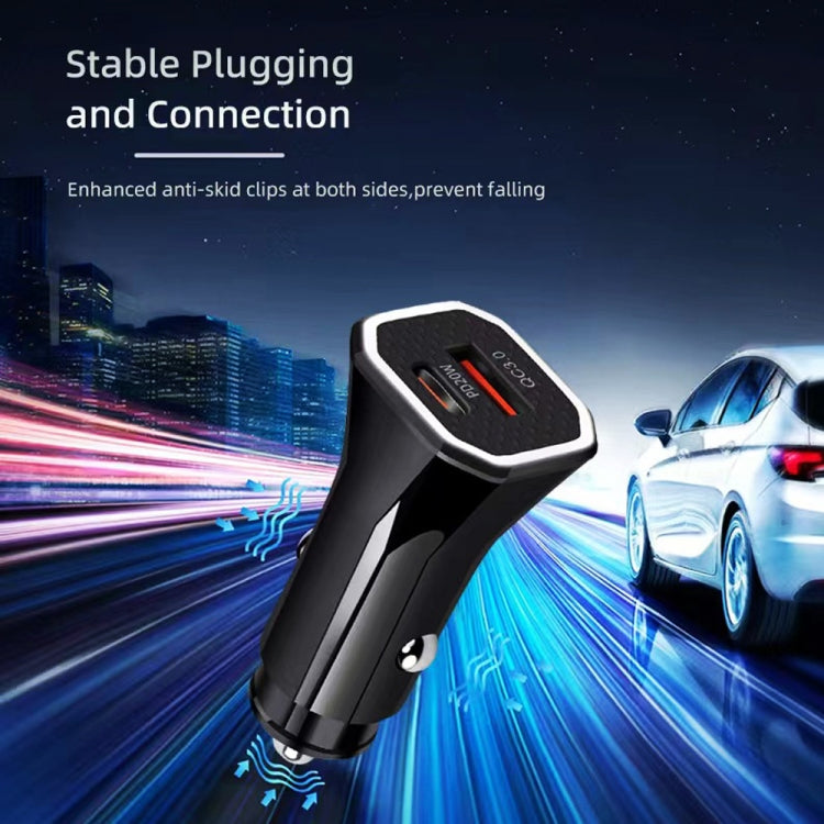 TE-P22 38W PD USB-C / Type-C + QC3. 0 USB Car Charger with 1m USB to 8 Pin Data Cable(White) - Car Charger by PMC Jewellery | Online Shopping South Africa | PMC Jewellery