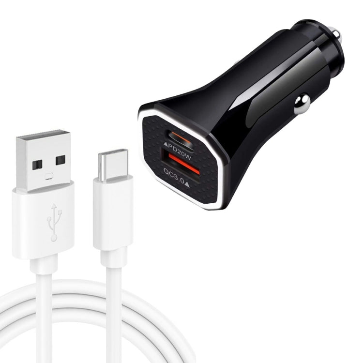 TE-P22 38W PD USB-C / Type-C + QC3. 0 USB Car Charger with 1m USB to USB-C / Type-C Data Cable(Black) - Car Charger by PMC TechLife | Online Shopping South Africa | PMC TechLife