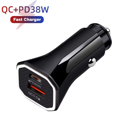 TE-P22 38W PD USB-C / Type-C + QC3. 0 USB Car Charger with 1m USB-C / Type-C to USB-C / Type-C Data Cable(Black) - Car Charger by PMC Jewellery | Online Shopping South Africa | PMC Jewellery