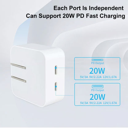 SDC-40W Dual PD USB-C / Type-C Ports Charger with 1.5m Type-C to 8 Pin Data Cable, UK Plug - USB Charger by PMC Jewellery | Online Shopping South Africa | PMC Jewellery | Buy Now Pay Later Mobicred