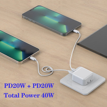 SDC-40W Dual PD USB-C / Type-C Ports Charger with 1.5m Type-C to 8 Pin Data Cable, UK Plug - USB Charger by PMC Jewellery | Online Shopping South Africa | PMC Jewellery | Buy Now Pay Later Mobicred