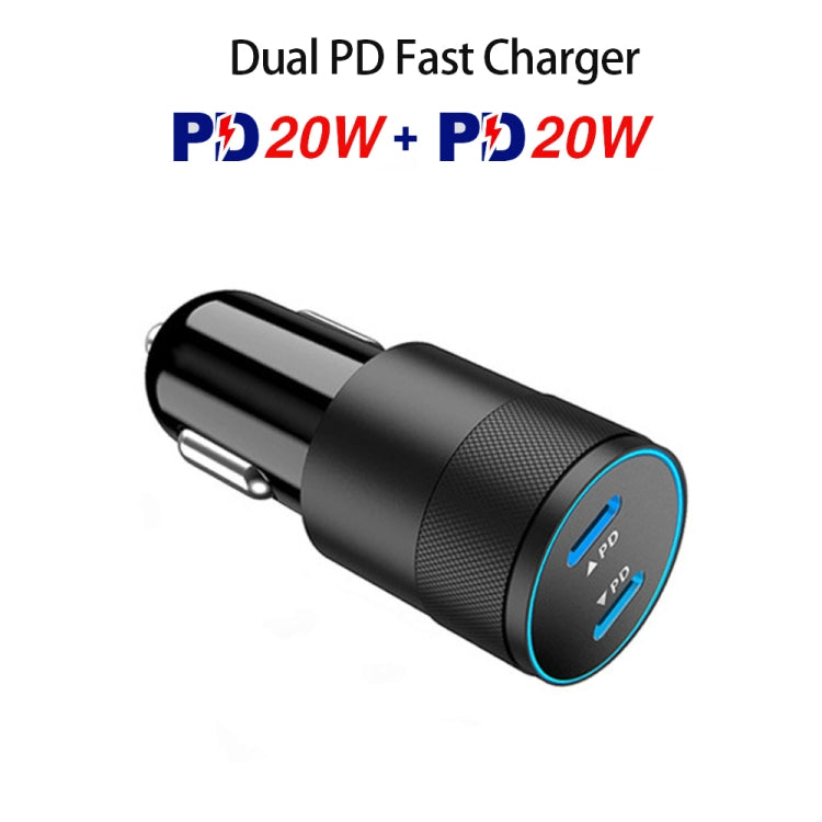 PD 40W Dual PD3.0 Type-C Car Charger(Black) - Car Charger by PMC TechLife | Online Shopping South Africa | PMC TechLife