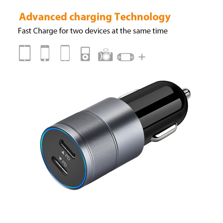 Dual PD 3.0 40W Type-C Car charger with 1m Type-C to Type-C Data Cable(Black) - Car Charger by PMC Jewellery | Online Shopping South Africa | PMC Jewellery