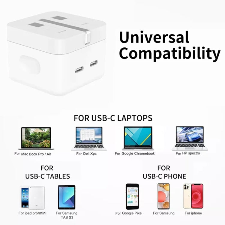 PD 35W Dual USB-C / Type-C Ports Charger with 1m Type-C to 8 Pin Data Cable, UK Plug - USB Charger by PMC TechLife | Online Shopping South Africa | PMC TechLife | Buy Now Pay Later Mobicred