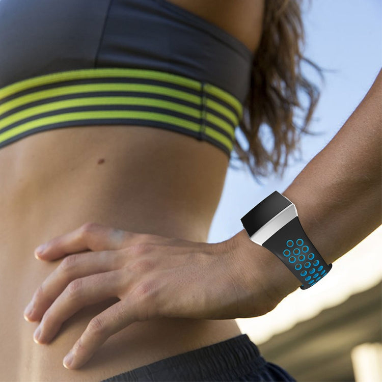 For Fitbit Ionic Breathable Two-tone Silicone Watch Band(Black Blue) - Watch Bands by PMC TechLife | Online Shopping South Africa | PMC TechLife | Buy Now Pay Later Mobicred