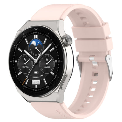 For Huawei Watch GT 42mm/46mm / GT2 46mm 22mm Protruding Head Silicone Strap Silver Buckle(Pink) - Watch Bands by PMC Jewellery | Online Shopping South Africa | PMC Jewellery | Buy Now Pay Later Mobicred