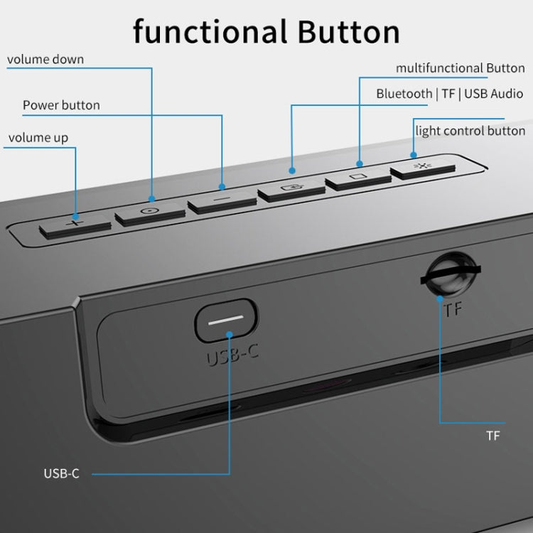AEC BT601 RGB Light HiFi Soundbar Bluetooth Speaker Home Theater - free shipping - PMC TechLife - Order now!