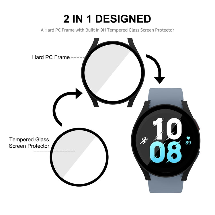 For Samsung Galaxy Watch5 40mm ENKAY Hat-Prince Full Coverage PC Frame + 9H Tempered Glass Case(Deep Green) - free shipping - PMC TechLife - Order now!