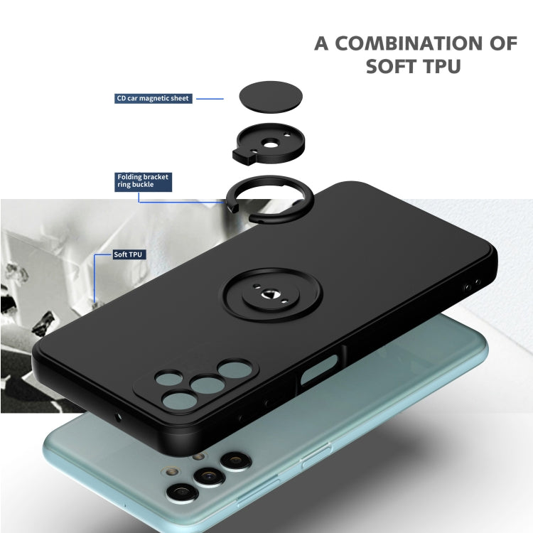 Ring Kickstand Silicone Phone Case For Samsung Galaxy A14 5G(Dark Blue) - Galaxy Phone Cases by PMC TechLife | Online Shopping South Africa | PMC TechLife