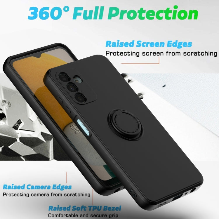 Ring Kickstand Silicone Phone Case For Samsung Galaxy A14 5G(Light Cyan) - Galaxy Phone Cases by PMC TechLife | Online Shopping South Africa | PMC TechLife