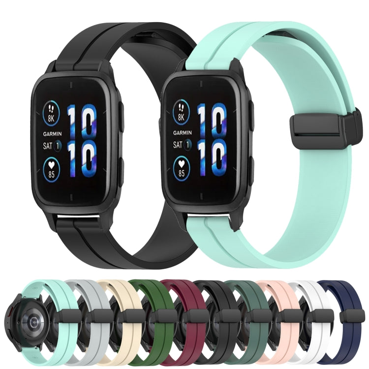 Compatible with Garmin Venu Sq 2 20mm Solid Color Magnetic Clasp Silicone Watch Band(Midnight Blue) - free shipping - PMC TechLife - Order now!