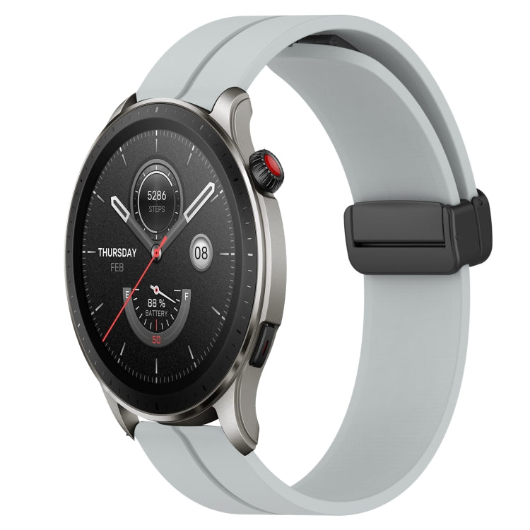 For Amazfit GTR 4 22mm Solid Color Magnetic Clasp Silicone Watch Band(Grey) - free shipping - PMC TechLife - Order now!