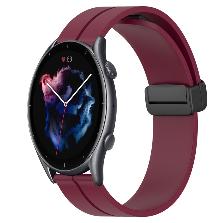 For Amazfit GTR 3 Pro 22mm Solid Color Magnetic Clasp Silicone Watch Band(Wine Red) - free shipping - PMC TechLife - Order now!