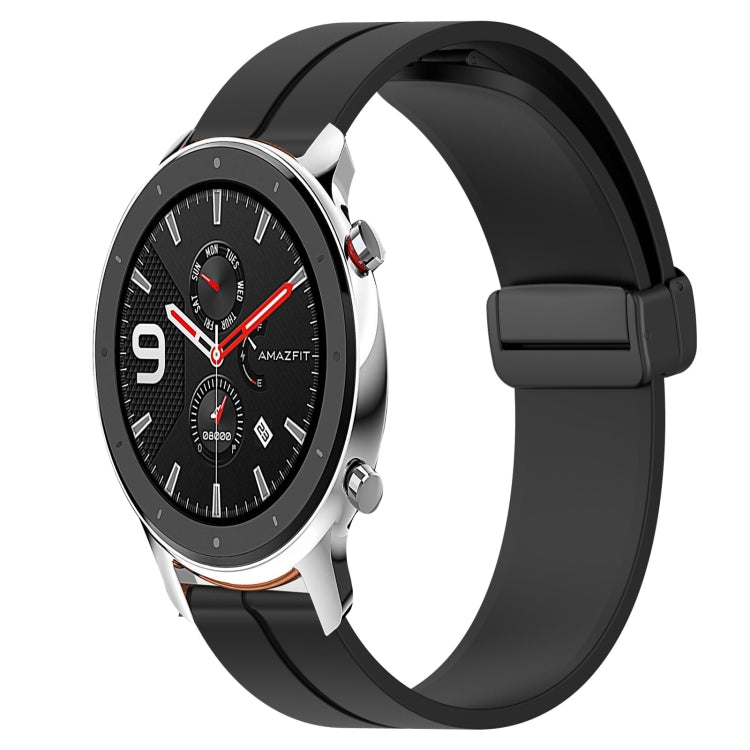 For Amazfit GTR 47mm 22mm Solid Color Magnetic Clasp Silicone Watch Band(Black) - free shipping - PMC TechLife - Order now!