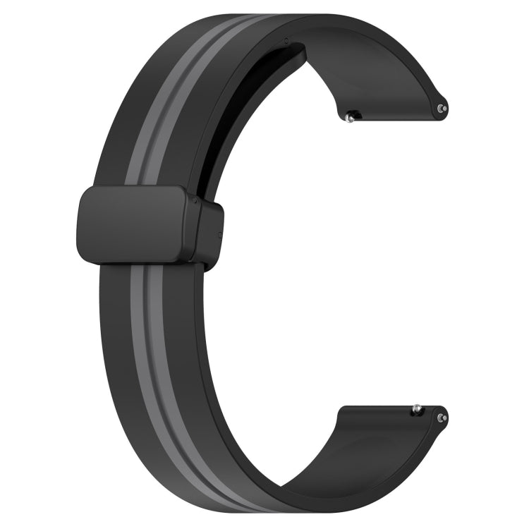 For Huawei GT2 46mm 22mm Folding Magnetic Clasp Silicone Watch Band(Black+Grey) - free shipping - PMC TechLife - Order now!