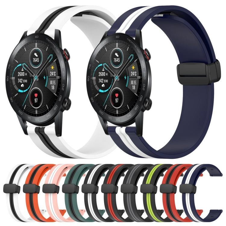 For Honor MagicWatch2 42mm 20mm Folding Magnetic Clasp Silicone Watch Band(Red+Black) - free shipping - PMC TechLife - Order now!
