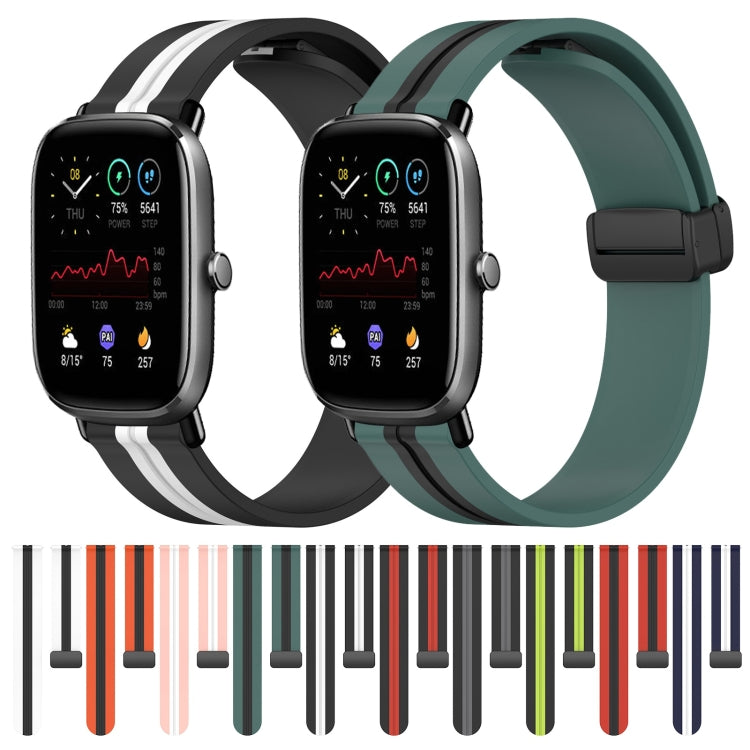 For Amazfit GTS 2 Mini 20mm Folding Magnetic Clasp Silicone Watch Band(Black+Red) - free shipping - PMC TechLife - Order now!