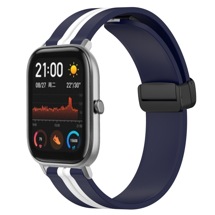 For Amazfit GTS 20mm Folding Magnetic Clasp Silicone Watch Band(Midnight Blue + White) - free shipping - PMC TechLife - Order now!