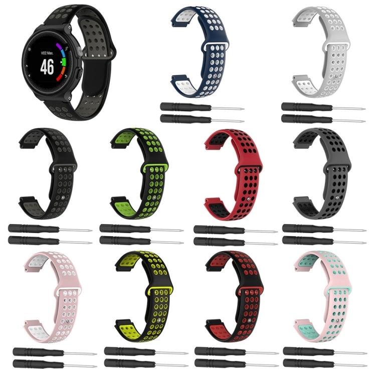 For Garmin Forerunner 220 Two-Color Punched Breathable Silicone Watch Band(Pink+White) - free shipping - PMC TechLife - Order now!