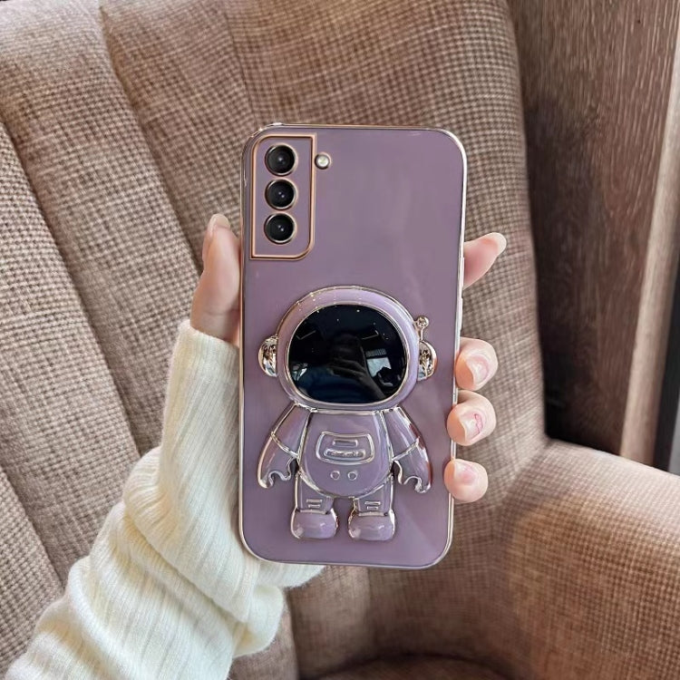 For Samsung Galaxy A13 4G Plating Astronaut Holder Phone Case(Purple) - free shipping - PMC TechLife - Order now!